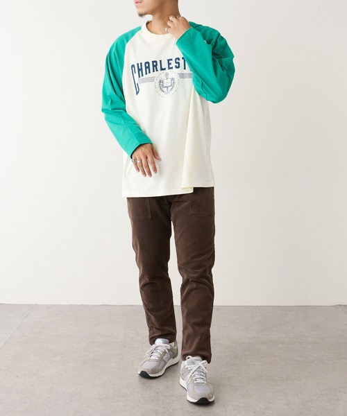 DISCOAT(ディスコート)の「【ARTEX/アルテックス】ラグラン配色ロングTシャツ(Tシャツ/カットソー・メンズ・チャコールグレー/グリーン/レッド・MEDIUM/LARGE)」の10枚目の写真
