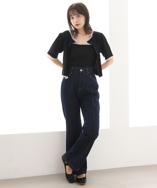 one after another NICE CLAUP(ワンアフターアナザーナイスクラップ)の「2枚セットテレコトップス(アンサンブル・レディース・ブラック/オフホワイト/ピンク・FREE)」の10枚目の写真