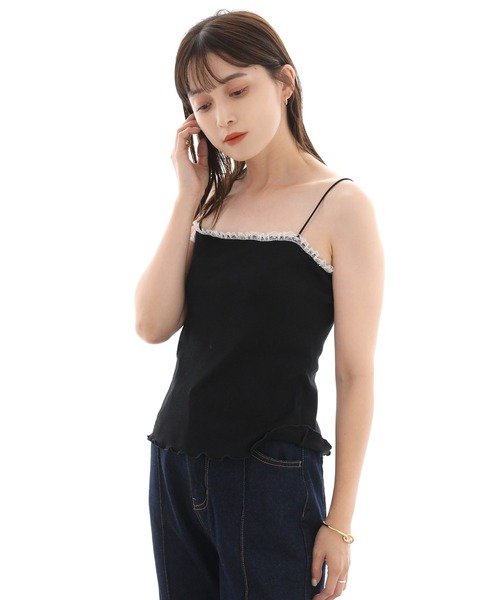 one after another NICE CLAUP(ワンアフターアナザーナイスクラップ)の「2枚セットテレコトップス(アンサンブル・レディース・ブラック/オフホワイト/ピンク・FREE)」の15枚目の写真
