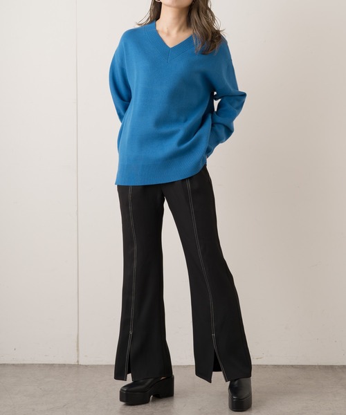 Lui's（ルイス）の「配色ステッチドロストフレアパンツ（その他パンツ・レディース・グリーン/レッド系その他/ブラック・FREE）」の8枚目の写真