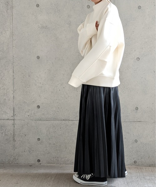 Per sist ence（パーシエンス）の「Per sist ence/パーシエンス　フェイクレザー プリーツスカート（スカート・レディース・ベージュ/ブラック/アイボリー・FREE）」の9枚目の写真