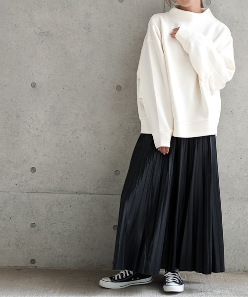 Per sist ence（パーシエンス）の「Per sist ence/パーシエンス　フェイクレザー プリーツスカート（スカート・レディース・ベージュ/ブラック/アイボリー・FREE）」の7枚目の写真