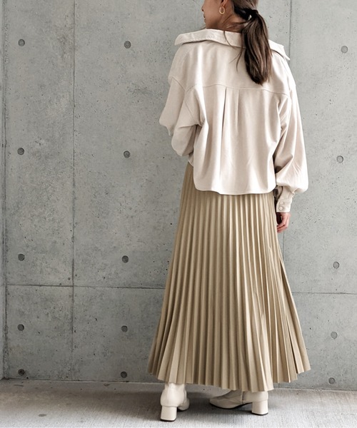 Per sist ence（パーシエンス）の「Per sist ence/パーシエンス　フェイクレザー プリーツスカート（スカート・レディース・ベージュ/ブラック/アイボリー・FREE）」の22枚目の写真