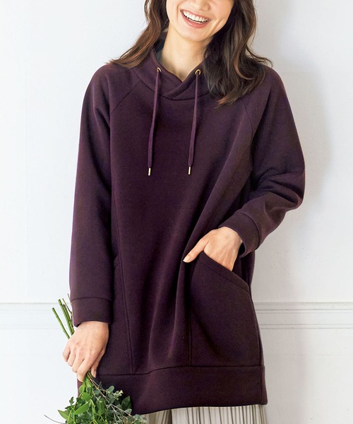 BELLUNA PLUS(ベルーナ)の「裏起毛素材スタンドネックチュニック(チュニック・レディース・ワイン/ベージュ/チャコール/チャコールグレー/ワイン系/キャメル/グレー系その他・LARGE/X-LARGE/MEDIUM)」の1枚目の写真