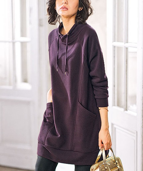 BELLUNA PLUS(ベルーナ)の「裏起毛素材スタンドネックチュニック(チュニック・レディース・ワイン/ベージュ/チャコール/チャコールグレー/ワイン系/キャメル/グレー系その他・LARGE/X-LARGE/MEDIUM)」の7枚目の写真