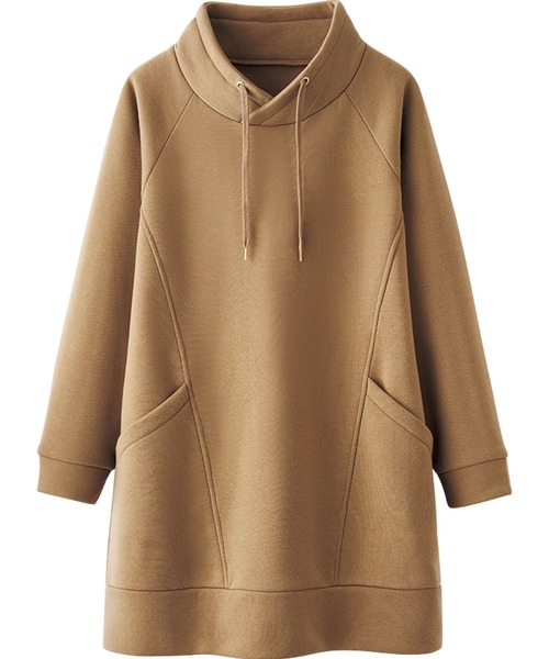 BELLUNA PLUS(ベルーナ)の「裏起毛素材スタンドネックチュニック(チュニック・レディース・ワイン/ベージュ/チャコール/チャコールグレー/ワイン系/キャメル/グレー系その他・LARGE/X-LARGE/MEDIUM)」の8枚目の写真