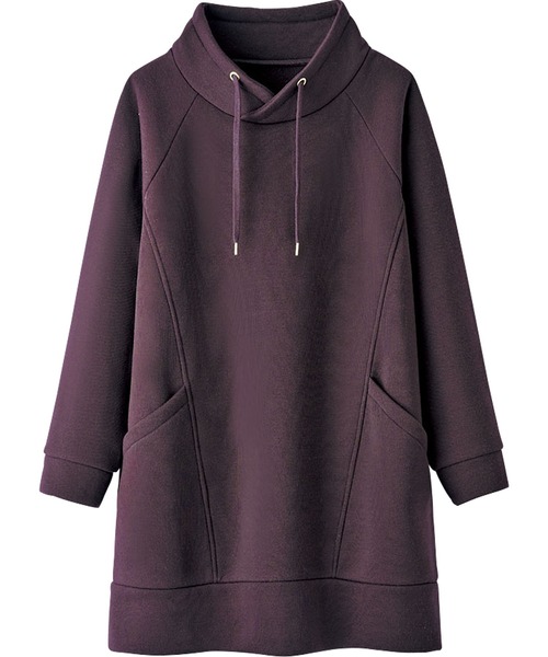 BELLUNA PLUS(ベルーナ)の「裏起毛素材スタンドネックチュニック(チュニック・レディース・ワイン/ベージュ/チャコール/チャコールグレー/ワイン系/キャメル/グレー系その他・LARGE/X-LARGE/MEDIUM)」の9枚目の写真