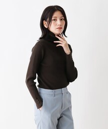 SHOO・LA・RUE | 【五明祐子さん着用商品】【M-3L】ちくちくしにくい袖ボタンつきリブニット(ニット/セーター)