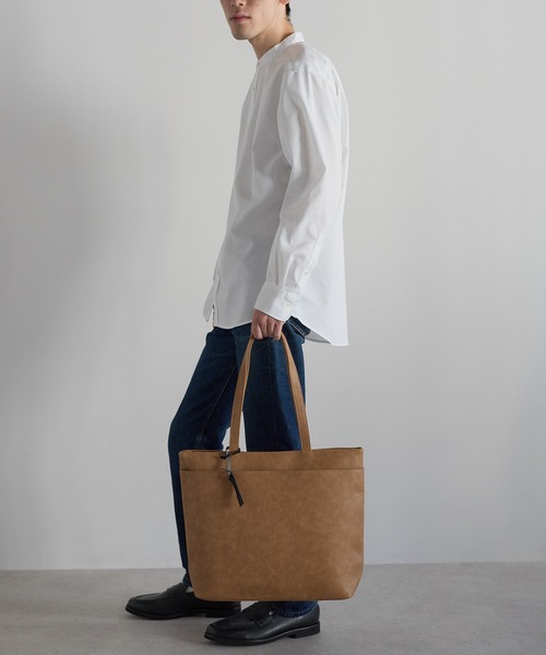 グッシオ ウォーモ】レザータッチ 横型トートバッグ ビジネストート A4