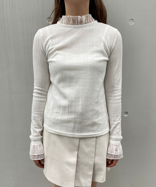 titty＆Co. PETIT（ティティアンドコープティ）の「【titty&Co.PETIT】ラメチュールトップス（Tシャツ/カットソー・レディース・ホワイト/ブラック・FREE）」の6枚目の写真