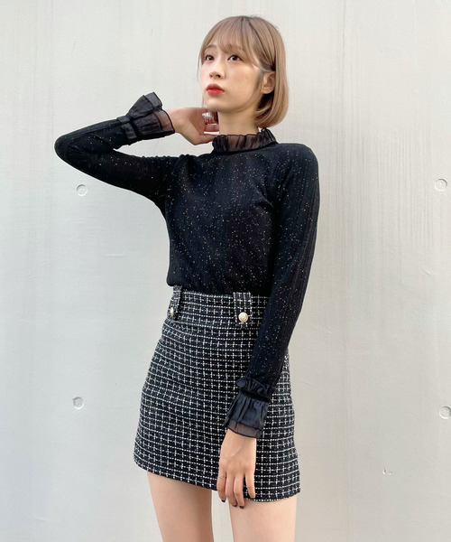 titty＆Co. PETIT（ティティアンドコープティ）の「【titty&Co.PETIT】ラメチュールトップス（Tシャツ/カットソー・レディース・ホワイト/ブラック・FREE）」の9枚目の写真