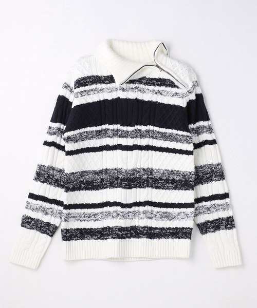 HIDEAWAYS NICOLE（ハイダウェイニコル）の「肩ファスナ－タ－トルネックニット（ニット/セーター・メンズ・ブラック×グレー/ホワイト×ライトグレー/レッド系その他/ホワイト系その他・MEDIUM/LARGE/X-LARGE）」の7枚目の写真