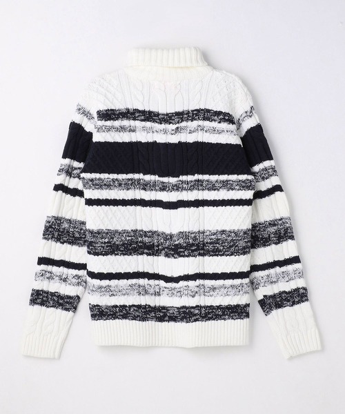 HIDEAWAYS NICOLE（ハイダウェイニコル）の「肩ファスナ－タ－トルネックニット（ニット/セーター・メンズ・ブラック×グレー/ホワイト×ライトグレー/レッド系その他/ホワイト系その他・MEDIUM/LARGE/X-LARGE）」の8枚目の写真