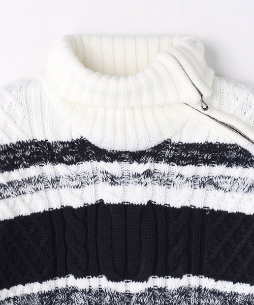 HIDEAWAYS NICOLE（ハイダウェイニコル）の「肩ファスナ－タ－トルネックニット（ニット/セーター・メンズ・ブラック×グレー/ホワイト×ライトグレー/レッド系その他/ホワイト系その他・MEDIUM/LARGE/X-LARGE）」の9枚目の写真