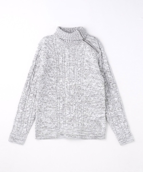 HIDEAWAYS NICOLE（ハイダウェイニコル）の「肩ファスナ－タ－トルネックニット（ニット/セーター・メンズ・ブラック×グレー/ホワイト×ライトグレー/レッド系その他/ホワイト系その他・MEDIUM/LARGE/X-LARGE）」の17枚目の写真