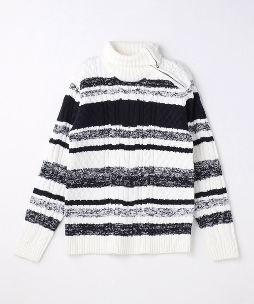 HIDEAWAYS NICOLE（ハイダウェイニコル）の「肩ファスナ－タ－トルネックニット（ニット/セーター・メンズ・ブラック×グレー/ホワイト×ライトグレー/レッド系その他/ホワイト系その他・MEDIUM/LARGE/X-LARGE）」の19枚目の写真
