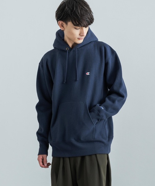 Champion(チャンピオン)の「Champion チャンピオン リバースウィーブ 裏起毛プルオーバーフーディースウェットシャツパーカー C3-Q117(パーカー・メンズ・グレー/ブラック/ベージュ/グリーン/ネイビー・L/XL/M)」の1枚目の写真