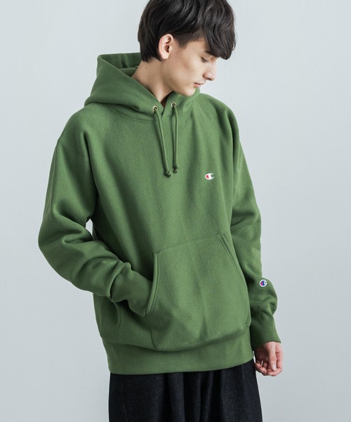 Champion(チャンピオン)の「Champion チャンピオン リバースウィーブ 裏起毛プルオーバーフーディースウェットシャツパーカー C3-Q117(パーカー・メンズ・グレー/ブラック/ベージュ/グリーン/ネイビー・L/XL/M)」の5枚目の写真