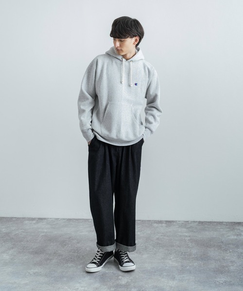 Champion(チャンピオン)の「Champion チャンピオン リバースウィーブ 裏起毛プルオーバーフーディースウェットシャツパーカー C3-Q117(パーカー・メンズ・グレー/ブラック/ベージュ/グリーン/ネイビー・L/XL/M)」の12枚目の写真