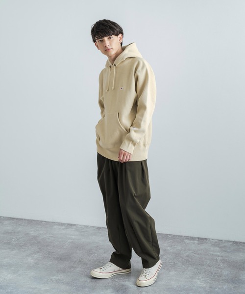 Champion(チャンピオン)の「Champion チャンピオン リバースウィーブ 裏起毛プルオーバーフーディースウェットシャツパーカー C3-Q117(パーカー・メンズ・グレー/ブラック/ベージュ/グリーン/ネイビー・L/XL/M)」の16枚目の写真