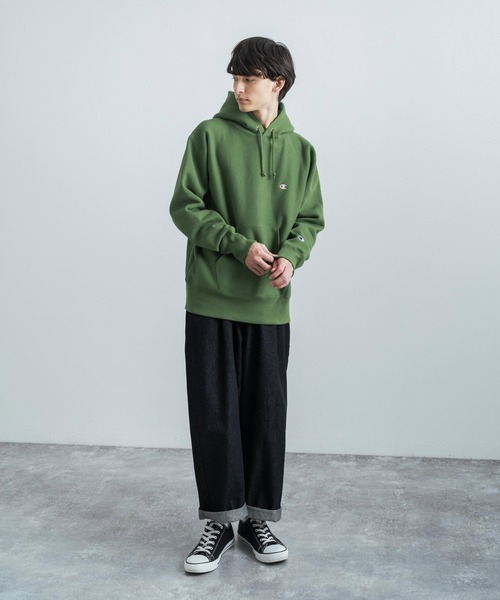 Champion(チャンピオン)の「Champion チャンピオン リバースウィーブ 裏起毛プルオーバーフーディースウェットシャツパーカー C3-Q117(パーカー・メンズ・グレー/ブラック/ベージュ/グリーン/ネイビー・L/XL/M)」の18枚目の写真