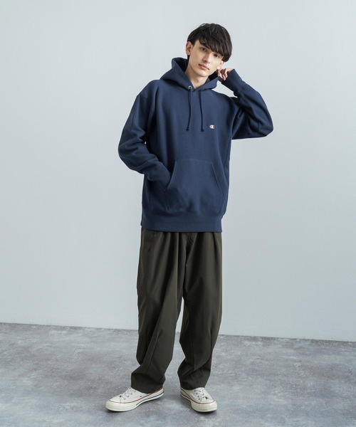 Champion(チャンピオン)の「Champion チャンピオン リバースウィーブ 裏起毛プルオーバーフーディースウェットシャツパーカー C3-Q117(パーカー・メンズ・グレー/ブラック/ベージュ/グリーン/ネイビー・L/XL/M)」の21枚目の写真