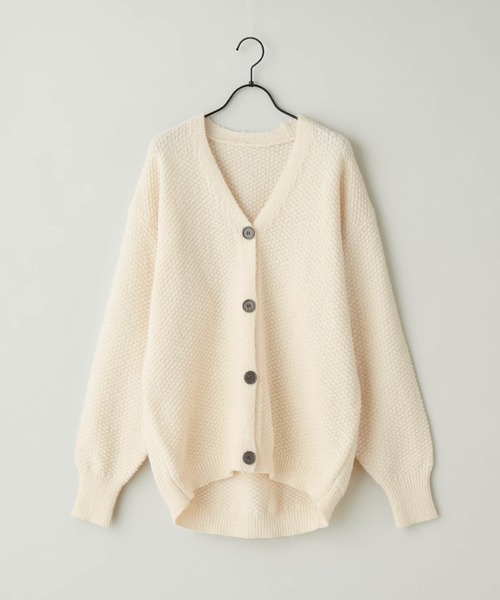 anown（アノン）の「鹿の子編みVネックニットカーディガン【インフルエンサー枝元雷亜×anown 限定コラボ】（カーディガン/ボレロ・メンズ・グリーン/ブラック/ホワイト・M/L）」の8枚目の写真