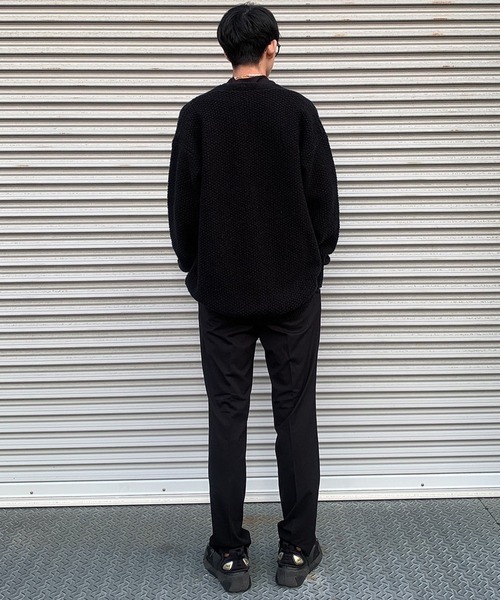 anown（アノン）の「鹿の子編みVネックニットカーディガン【インフルエンサー枝元雷亜×anown 限定コラボ】（カーディガン/ボレロ・メンズ・グリーン/ブラック/ホワイト・M/L）」の9枚目の写真