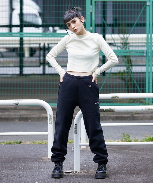 X-girl(エックスガール)の「X-girl × Champion LOGO REVERSE WEAVE SWEAT PANTS(スウェットパンツ・レディース・ホワイト/アッシュ/ブラック/グリーン・M/S)」の5枚目の写真