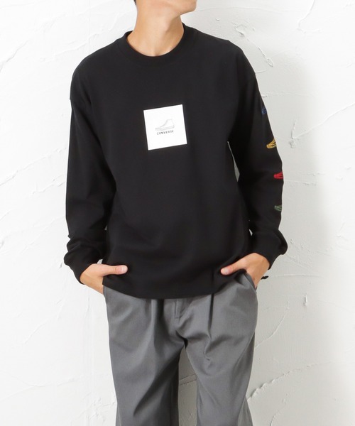 CONVERSE(コンバース)の「ボックスシューズプリント ロングスリーブTシャツ(Tシャツ/カットソー・メンズ・ブルー/ブラック/ホワイト・M/L/XL)」の2枚目の写真