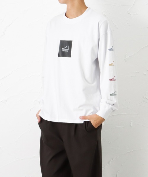 CONVERSE(コンバース)の「ボックスシューズプリント ロングスリーブTシャツ(Tシャツ/カットソー・メンズ・ブルー/ブラック/ホワイト・M/L/XL)」の6枚目の写真