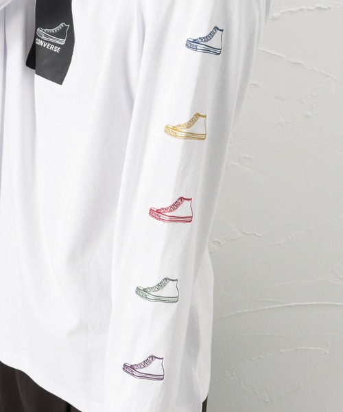 CONVERSE(コンバース)の「ボックスシューズプリント ロングスリーブTシャツ(Tシャツ/カットソー・メンズ・ブルー/ブラック/ホワイト・M/L/XL)」の16枚目の写真