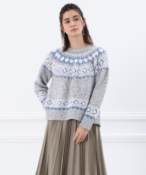 Maison de Beige（メゾンドベージュ）の「《Maison de Beige》フェアアイル柄ニット（ニット/セーター・レディース・ベージュ/グレー・9号）」の2枚目の写真