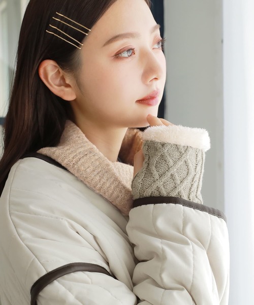 osharewalker（オシャレウォーカー）の「『ロングニットハンドウォーマー』（手袋・レディース・ネイビー/ライトグレー/チャコール/オリーブ・FREE）」の5枚目の写真