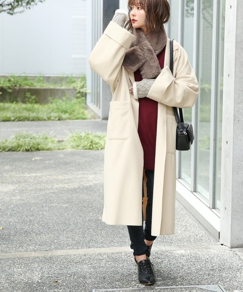 osharewalker（オシャレウォーカー）の「『ロングニットハンドウォーマー』（手袋・レディース・ネイビー/ライトグレー/チャコール/オリーブ・FREE）」の9枚目の写真