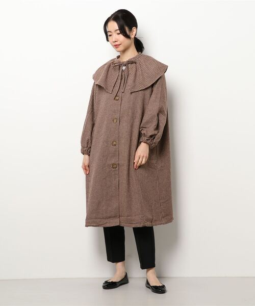 ehka sopo（エヘカソポ）の「無地チェックアソートケープコート（その他アウター・レディース・ベージュ/ブラウン/チャコール・ﾌﾘ-）」の8枚目の写真
