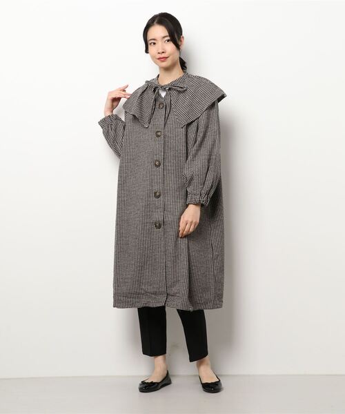 ehka sopo（エヘカソポ）の「無地チェックアソートケープコート（その他アウター・レディース・ベージュ/ブラウン/チャコール・ﾌﾘ-）」の7枚目の写真