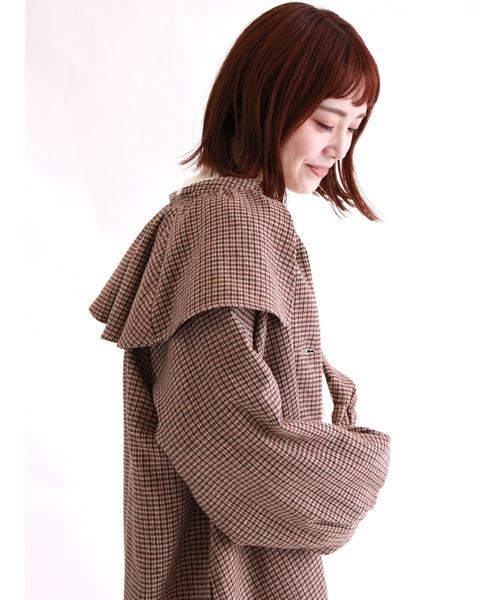 ehka sopo（エヘカソポ）の「無地チェックアソートケープコート（その他アウター・レディース・ベージュ/ブラウン/チャコール・ﾌﾘ-）」の14枚目の写真