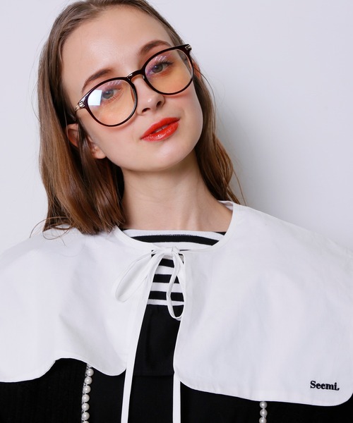 Seemi. byNICECLAUP( シーミーバイナイスクラップ)の「付け衿付ボーダーロンT(Tシャツ/カットソー・レディース・ピンク/ブラック/サックスブルー・FREE)」の8枚目の写真