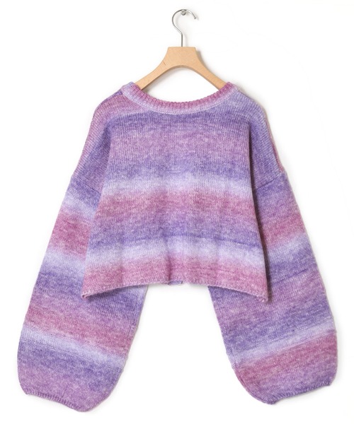 Alley by w closet（アリーバイダブルクローゼット）の「【Alley】カラフルグラデ2WAYニットカーディガン（カーディガン/ボレロ・レディース・パープル/ブルー・FREE）」の5枚目の写真