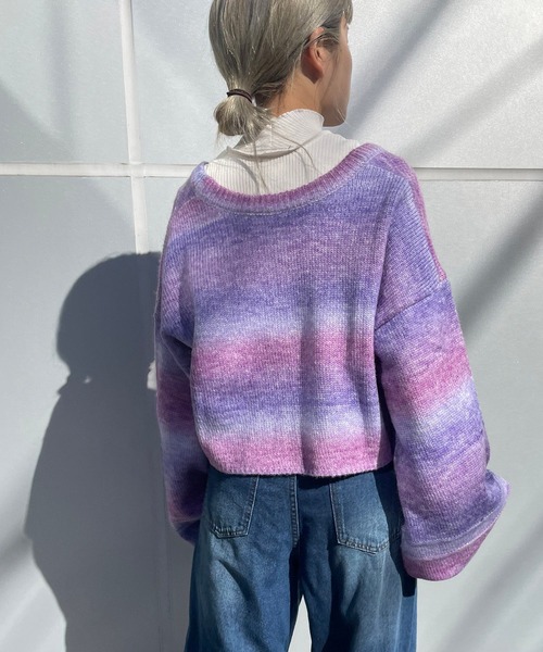 Alley by w closet（アリーバイダブルクローゼット）の「【Alley】カラフルグラデ2WAYニットカーディガン（カーディガン/ボレロ・レディース・パープル/ブルー・FREE）」の16枚目の写真