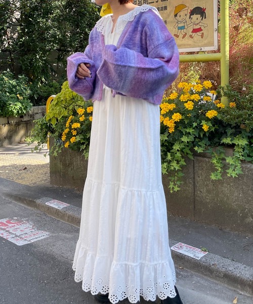 Alley by w closet（アリーバイダブルクローゼット）の「【Alley】カラフルグラデ2WAYニットカーディガン（カーディガン/ボレロ・レディース・パープル/ブルー・FREE）」の7枚目の写真