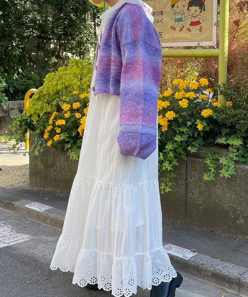 Alley by w closet（アリーバイダブルクローゼット）の「【Alley】カラフルグラデ2WAYニットカーディガン（カーディガン/ボレロ・レディース・パープル/ブルー・FREE）」の9枚目の写真