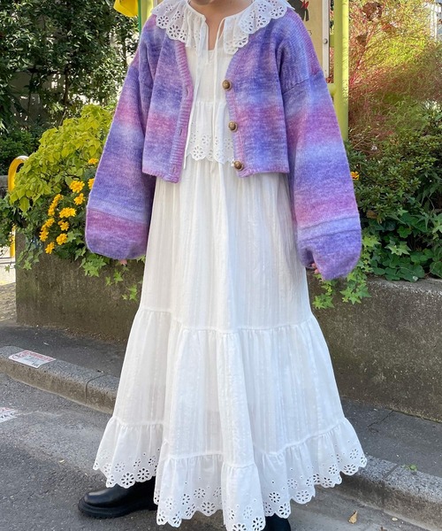 Alley by w closet（アリーバイダブルクローゼット）の「【Alley】カラフルグラデ2WAYニットカーディガン（カーディガン/ボレロ・レディース・パープル/ブルー・FREE）」の10枚目の写真