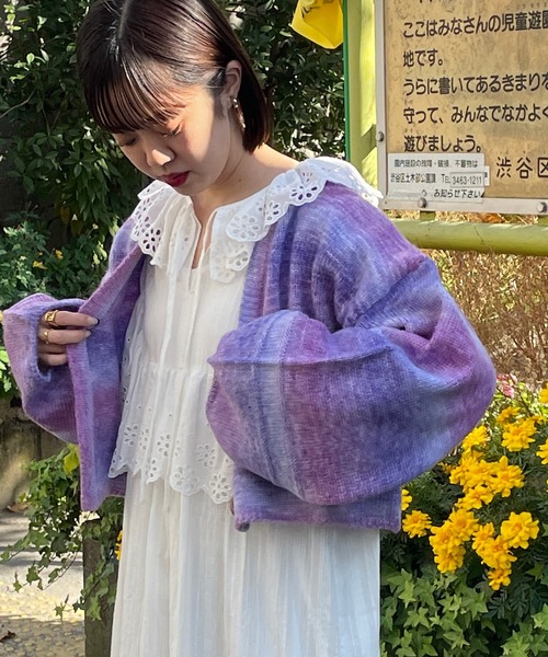 Alley by w closet（アリーバイダブルクローゼット）の「【Alley】カラフルグラデ2WAYニットカーディガン（カーディガン/ボレロ・レディース・パープル/ブルー・FREE）」の11枚目の写真