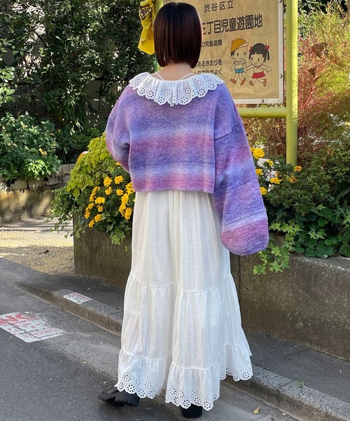 Alley by w closet（アリーバイダブルクローゼット）の「【Alley】カラフルグラデ2WAYニットカーディガン（カーディガン/ボレロ・レディース・パープル/ブルー・FREE）」の12枚目の写真