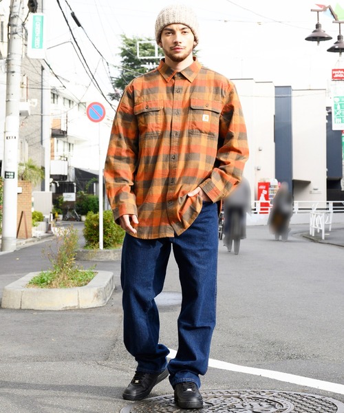 Carhartt ヘビーフランネルシャツ XL ネイビー×グレー Carhartt ヘビーネルシャツ（シャツ/ブラウス）｜Carhartt