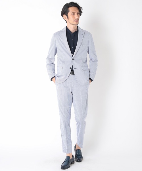 CROWDED CLOSET（クラウデッドクローゼット）の「コットンリネンサッカーストライプジャージパンツ（その他パンツ・メンズ・ホワイト/ネイビー・01/02/03/04）」の10枚目の写真