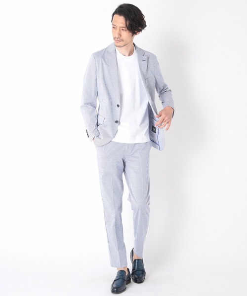 CROWDED CLOSET（クラウデッドクローゼット）の「コットンリネンサッカーストライプジャージパンツ（その他パンツ・メンズ・ホワイト/ネイビー・01/02/03/04）」の14枚目の写真