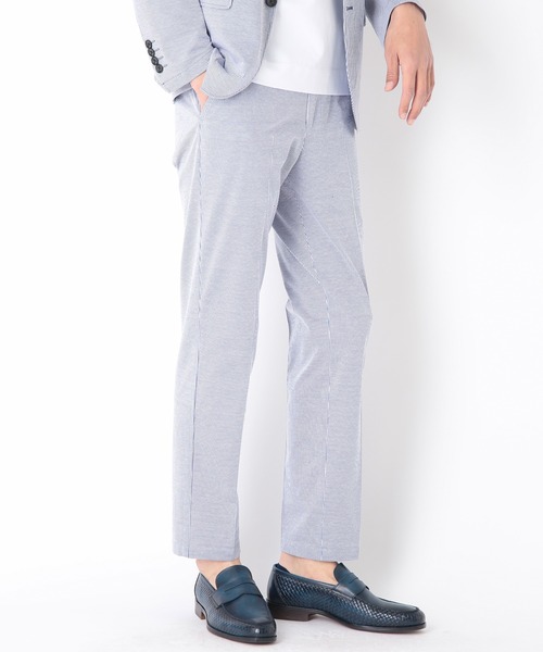 CROWDED CLOSET（クラウデッドクローゼット）の「コットンリネンサッカーストライプジャージパンツ（その他パンツ・メンズ・ホワイト/ネイビー・01/02/03/04）」の8枚目の写真